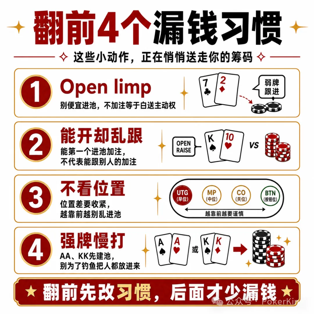 【扑克之星】翻前四个坏习惯:别再让筹码从“随手一下”里漏走