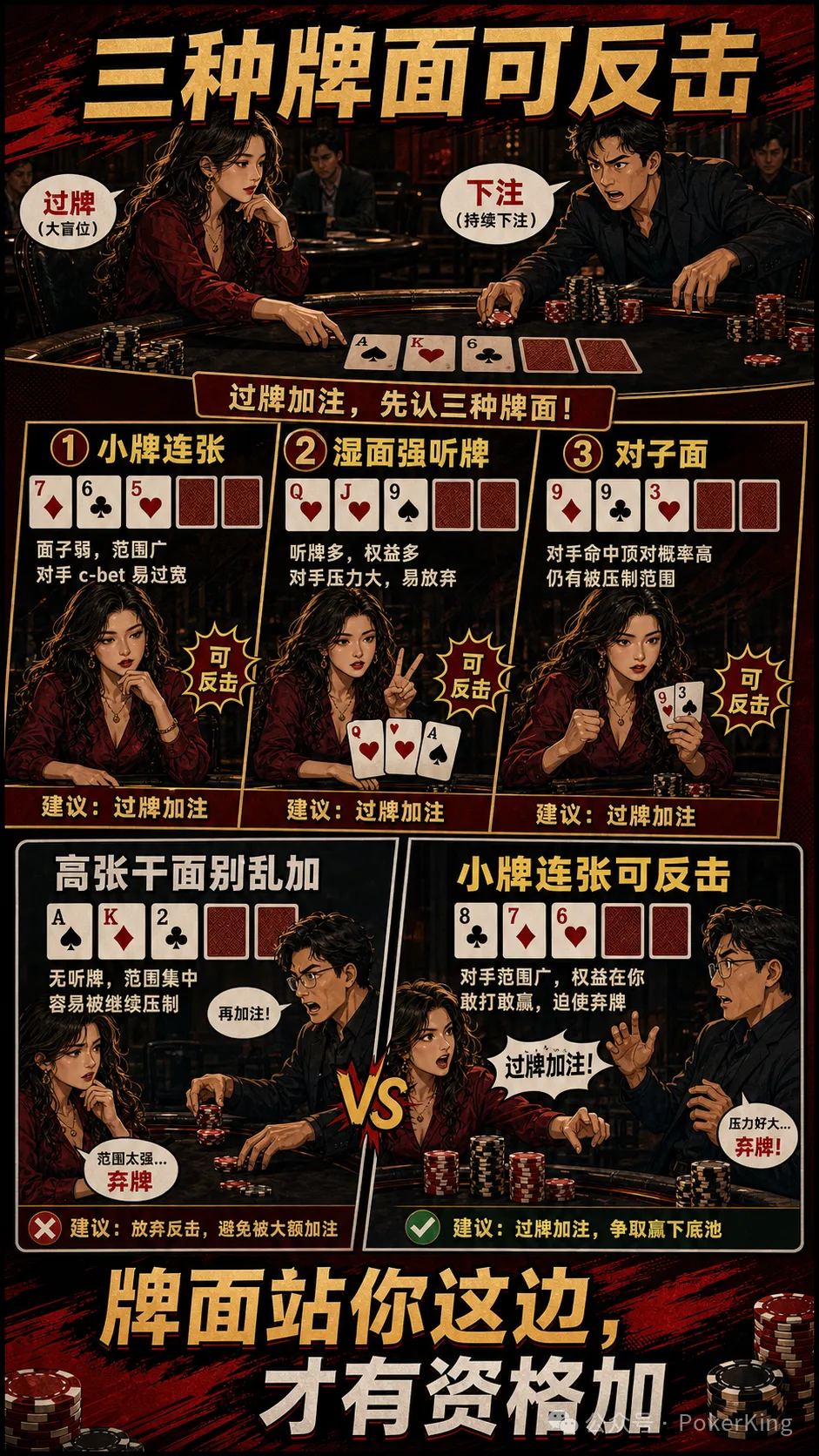 【扑克之星】过牌加注不是发脾气:三种适合大盲位反击的翻牌面,让对手不敢随意下注