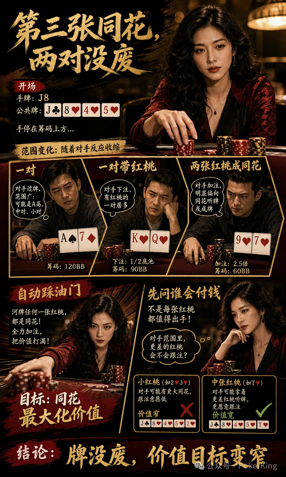 【扑克之星】转牌第三张同花落地,两对还能继续吗?先问三件事再决定